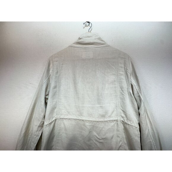 Old Navy Utility Jaacket Womens Size M Beige Cinched Waist Full Zip High Neck - Picture 11 of 12
